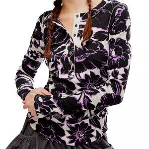 NWT New Free People Movement Womens Rally Printed Layer XS Shirt Top Button Up